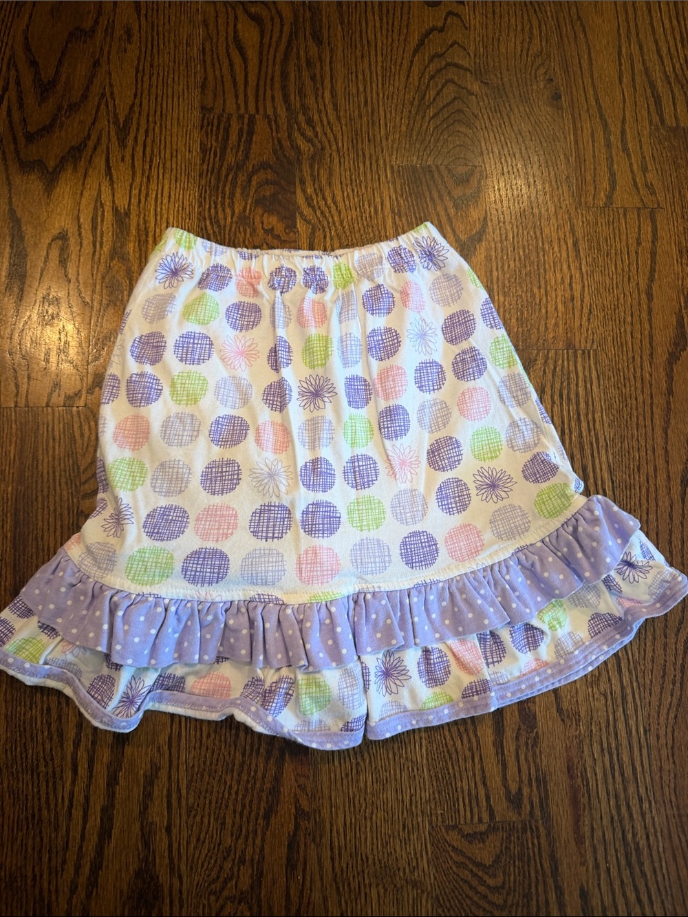 Girls' Pastel Polka Dot Ruffle Skort - Lavender Accents